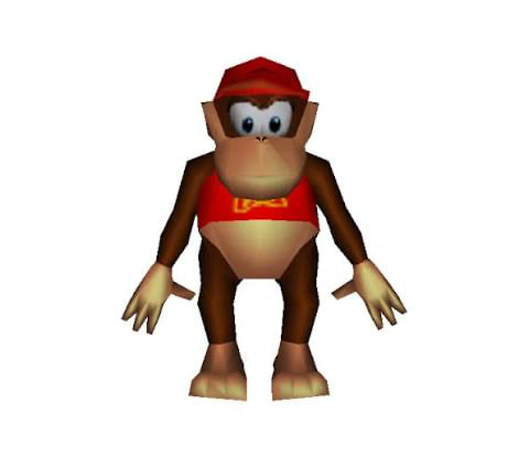 DIDDYKONG64 low-poly ape mascot in a red cap